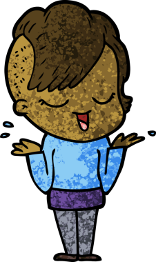 Bir insan tarafından çizilmiş mutlu çizgi film kızı.