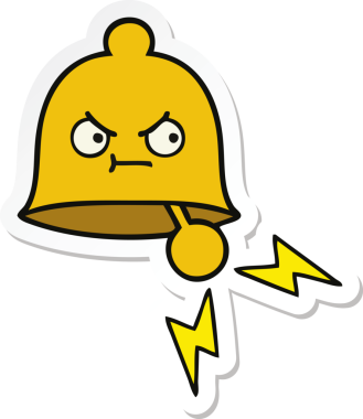 Bir insan tarafından çizilmiş sevimli bir karikatür zili çıkartması.