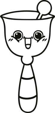 Bir insan tarafından çizilmiş okul çanının çizgi çizimi.