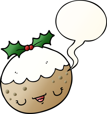 Hoş bir çizgi film pudingi konuşma baloncuğu ile bir insan tarafından çizilmiş.