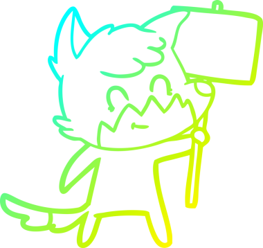 Bir insan tarafından çizilmiş tabelalı bir tilki çizgi çizimi.