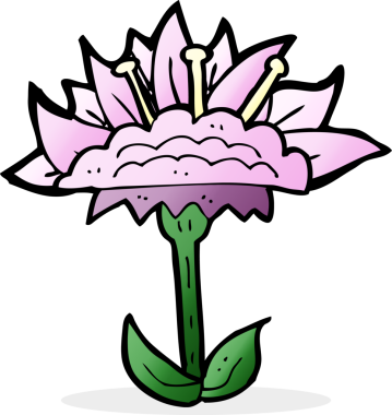 Bir insan tarafından çizilmiş karikatür çiçeği