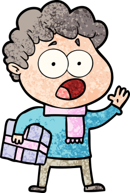 Bir insan tarafından çizilmiş bir karikatür adamı şaşkınlıkla nefes nefese kaldı.