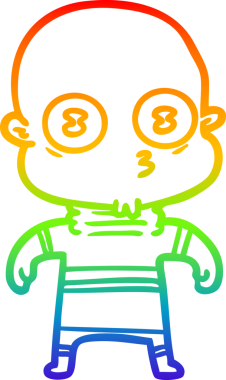 Gökkuşağı gradyan çizgi çizimi Bir insan tarafından çizilmiş garip kel uzay adamı