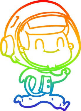 gökkuşağı gradyan çizimi mutlu bir çizgi astronot çizimi bir insan tarafından çizildi