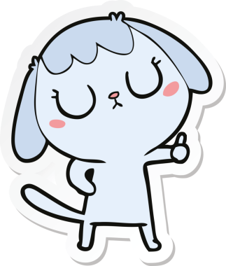 Bir insan tarafından çizilmiş şirin bir köpeğin çıkartması.