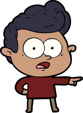 Bir insan tarafından çizilmiş çizgi film bakışlı adam.