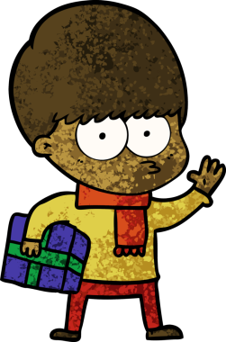 Bir insan tarafından çizilmiş sinirli çizgi film çocuğu.