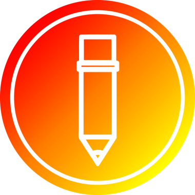 Bir insan tarafından çizilmiş, sıcak gradyan çizgili basit bir kalem dairesel simgesi