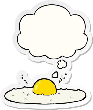 Düşünce baloncuklu yumurta, insan tarafından çizilmiş bir çıkartma.