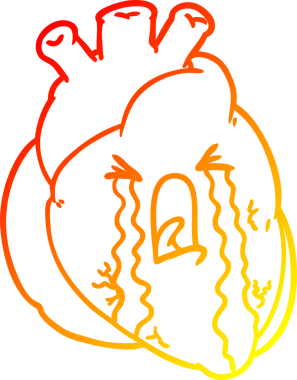 Bir insan tarafından çizilmiş kalp karikatürünün sıcak çizgi çizimi