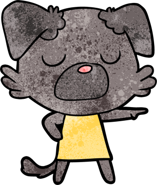 Bir insan tarafından çizilmiş çizgi film köpeği.