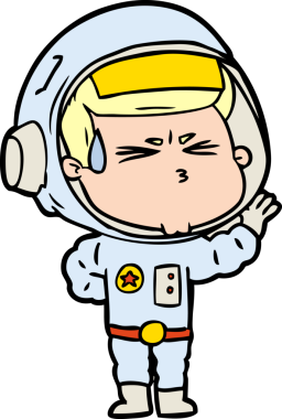 Çizgi film bir insan tarafından çizilmiş astronot.