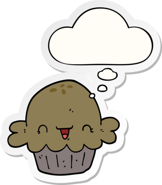 Düşünce baloncuklu tatlı çizgi film turtası insan tarafından çizilmiş bir çıkartma gibi.