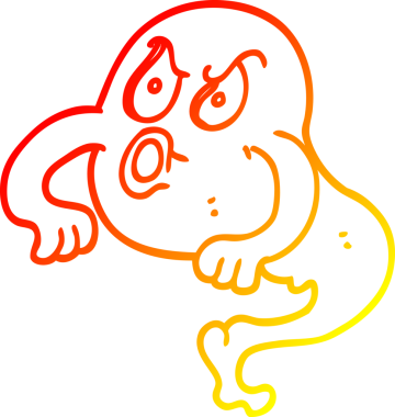 Bir insan tarafından çizilmiş kızgın bir hayaletin sıcak çizgi çizimi.