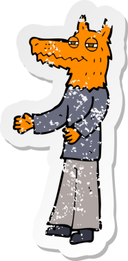 Bir insan tarafından çizilmiş tilki bir karikatürün gerilimli yapıştırması.