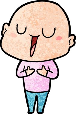 Bir insan tarafından çizilmiş mutlu, kel adam.