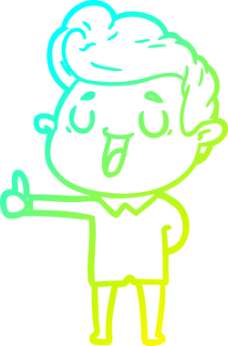 Bir insan tarafından çizilmiş mutlu bir çizgi film karakteri çizimi.