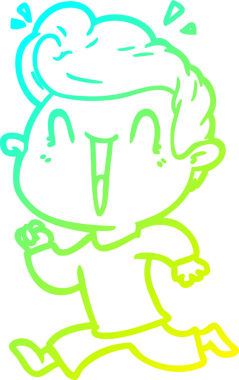 Bir insan tarafından çizilmiş, heyecanlı bir çizgi film çizimi.