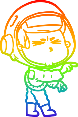 Bir insan tarafından çizilen gökkuşağı gradyan çizimi stresli astronot