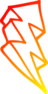 Bir insan tarafından çizilmiş bir çizgi film yıldırım sembolünün sıcak eğimli çizimi