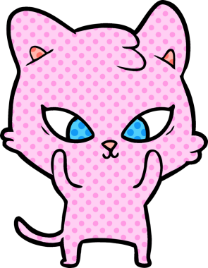 Bir insan tarafından çizilmiş sevimli çizgi film kedisi.