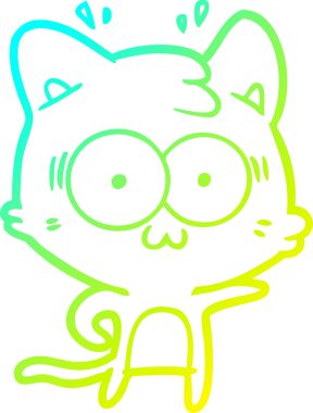 Bir çizgi filmin soğuk gradyan çizimi bir insan tarafından çizilmiş sürpriz bir kedi.