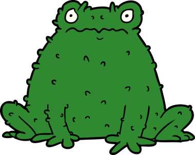 Bir insan tarafından çizilmiş çizgi film karakurbağası.