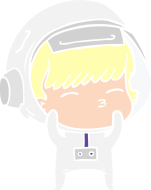 Düz renkli çizgi film meraklısı astronot bir insan tarafından çizilmiş.