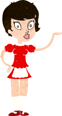 Bir insan tarafından çizilmiş çizgi film garsonu.