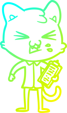 Bir insan tarafından çizilen çizgi film kedisinin soğuk gradyan çizimi