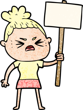 Bir insan tarafından çizilmiş kızgın bir kadın.