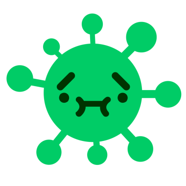 Bir insan tarafından çizilmiş utangaç bir virüs.