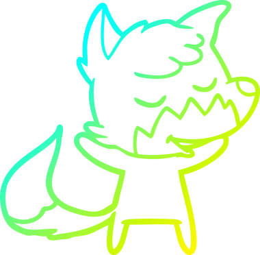 Bir insan tarafından çizilmiş dost canlısı bir tilkinin soğuk çizgi çizimi.