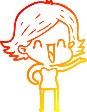 Bir insan tarafından çizilmiş mutlu bir kadının çizgi çizimi.