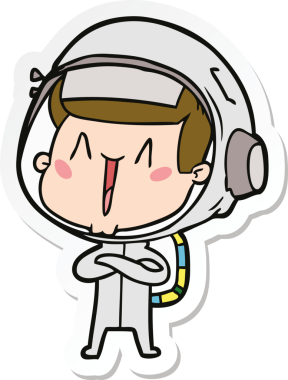 Bir insan tarafından çizilmiş mutlu bir astronotun çıkartması.