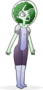 Bir insan tarafından çizilmiş serbest çizim uzaylı kız.