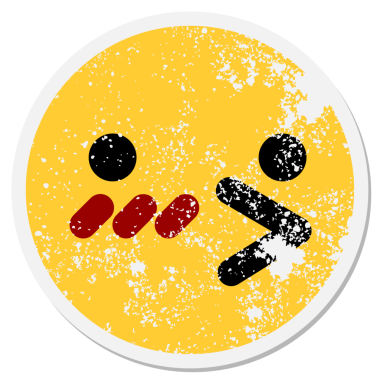 Bir insan tarafından çizilmiş kızaran kuş yüzlü dairesel etiket.