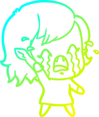 Bir insan tarafından çizilmiş ağlayan vampir kız çizgi filmi.