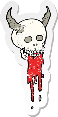 Bir insan tarafından çizilmiş ürkütücü bir cadılar bayramı kafatası çizgi filminin gerilimli yapıştırması.