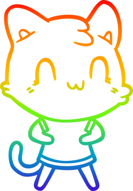 gökkuşağı gradyan çizgi çizimi Bir insan tarafından çizilmiş mutlu kedi