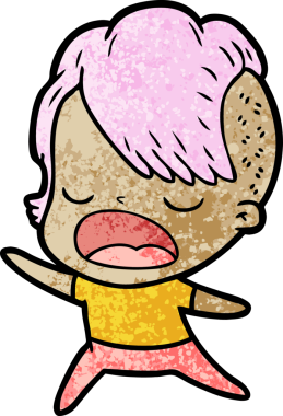 Bir insan tarafından çizilmiş havalı hippi kız çizgi filmi.