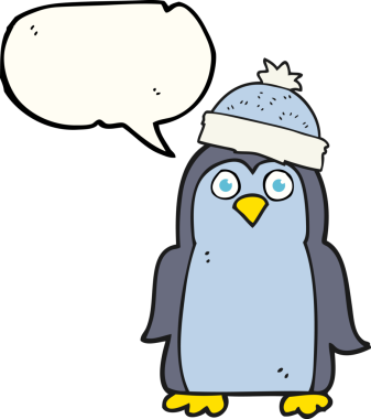 Bir insan tarafından çizilmiş serbest konuşma balonu karikatürü pengueni