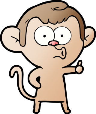 Bir insan tarafından çizilmiş korna çalan maymun.