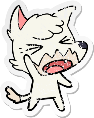 Bir insan tarafından çizilmiş kızgın bir tilkinin sıkıntılı çıkartması.