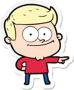 Bir insan tarafından çizilmiş mutlu bir adamın çıkartması.