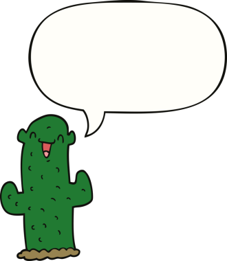 bir insan tarafından çizilmiş konuşma baloncuklu çizgi film kaktüsü.