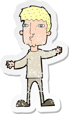 Bir insan tarafından çizilmiş garip bir çizgi filmin gerilimli çıkartması.