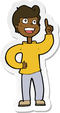 Bir insan tarafından çizilmiş harika bir fikri olan bir çizgi film çocuğunun çıkartması.