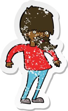 Çizgi film sakallı bir adamın insan tarafından çizilmiş omuzlarını silkmesi.